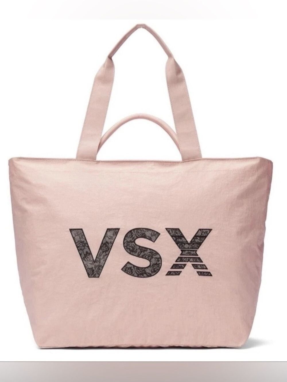 Victoria's Secret VSX Floral Logo Travel Beach Gym Tote Bag Zip Close Pink NWT
